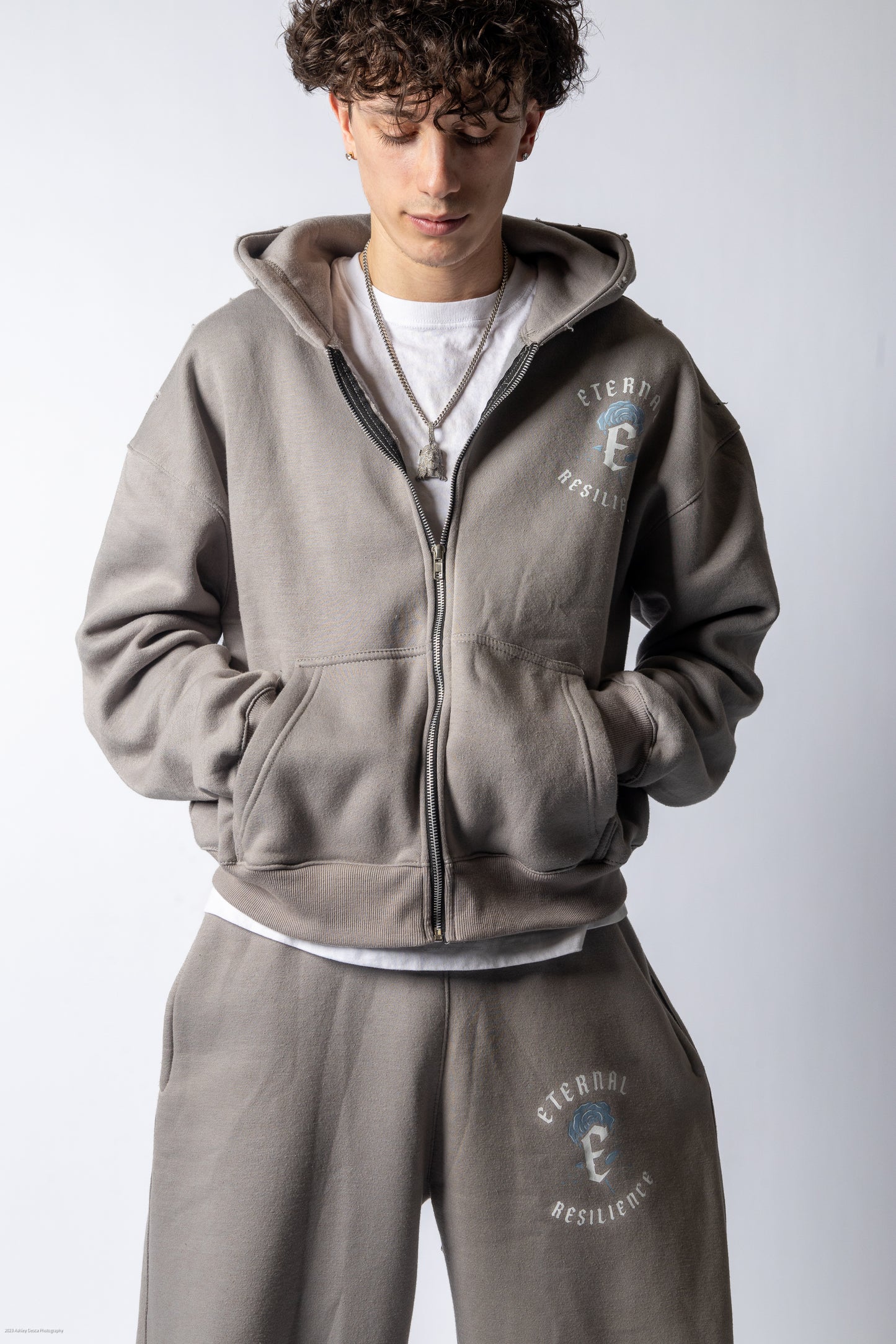 RESILIENCE HOODIE- GREY & BLUE