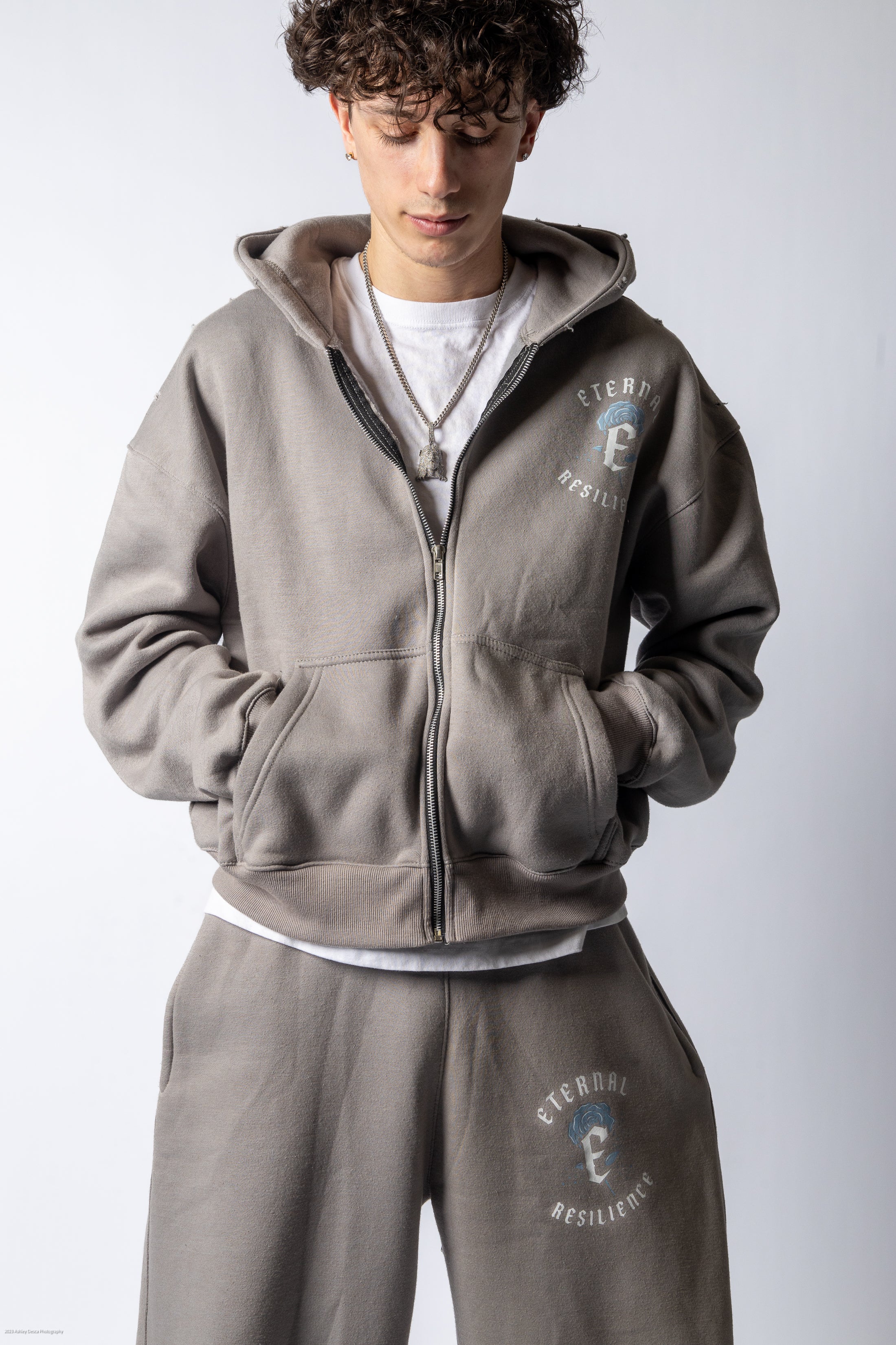 RESILIENCE HOODIE- GREY & BLUE