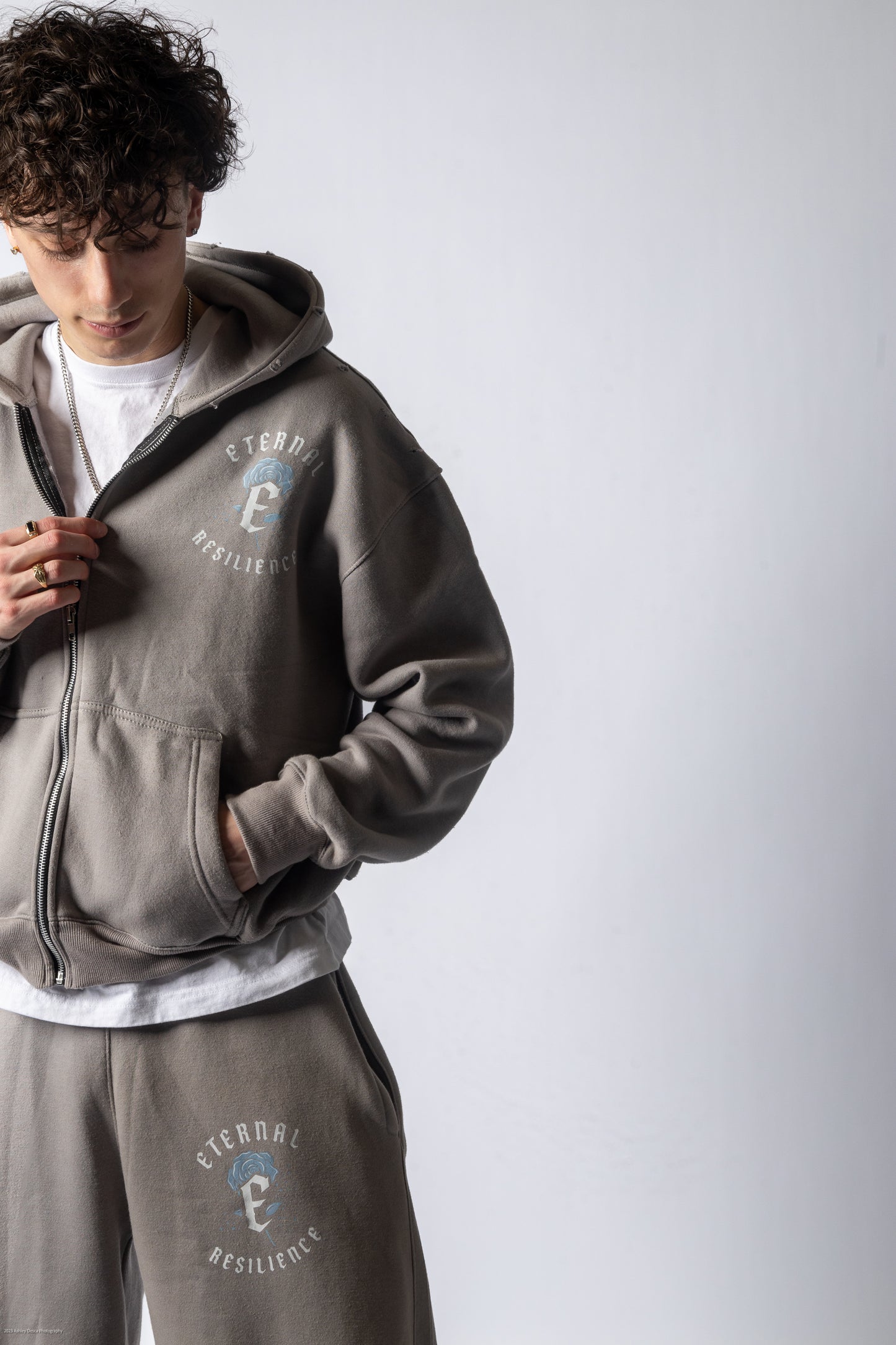 RESILIENCE HOODIE- GREY & BLUE