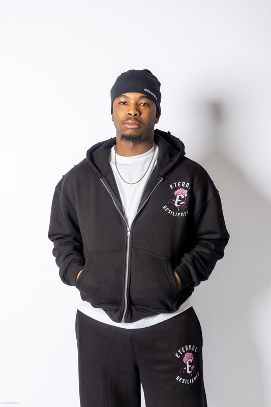 RESILIENCE HOODIE- BLACK & PINK