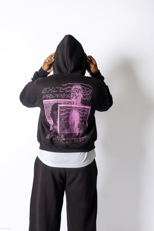 RESILIENCE HOODIE- BLACK & PINK