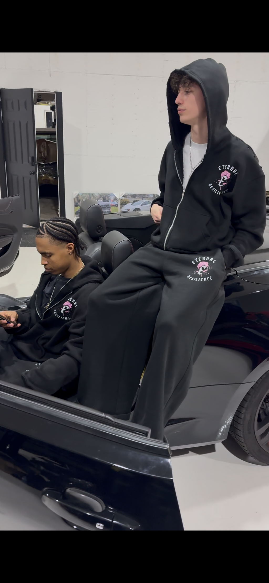 RESILIENCE HOODIE- BLACK & PINK