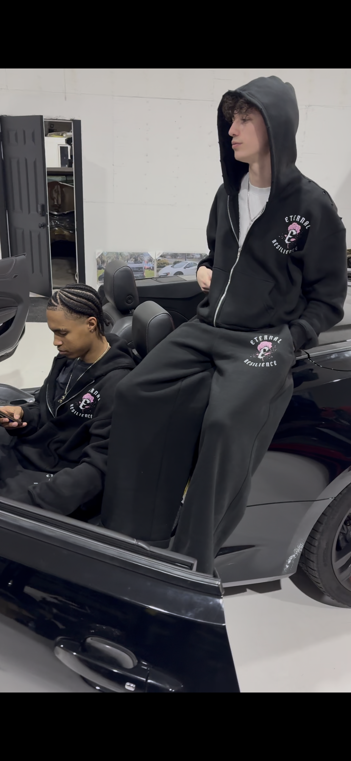 RESILIENCE HOODIE- BLACK & PINK