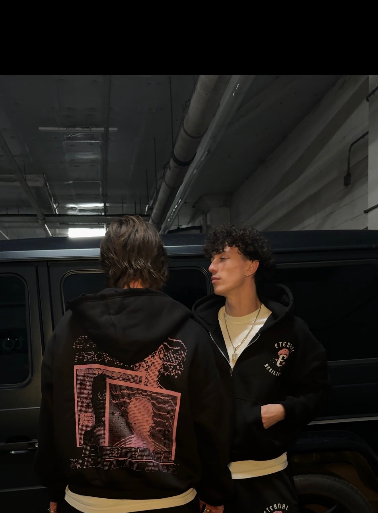 RESILIENCE HOODIE- BLACK & PINK