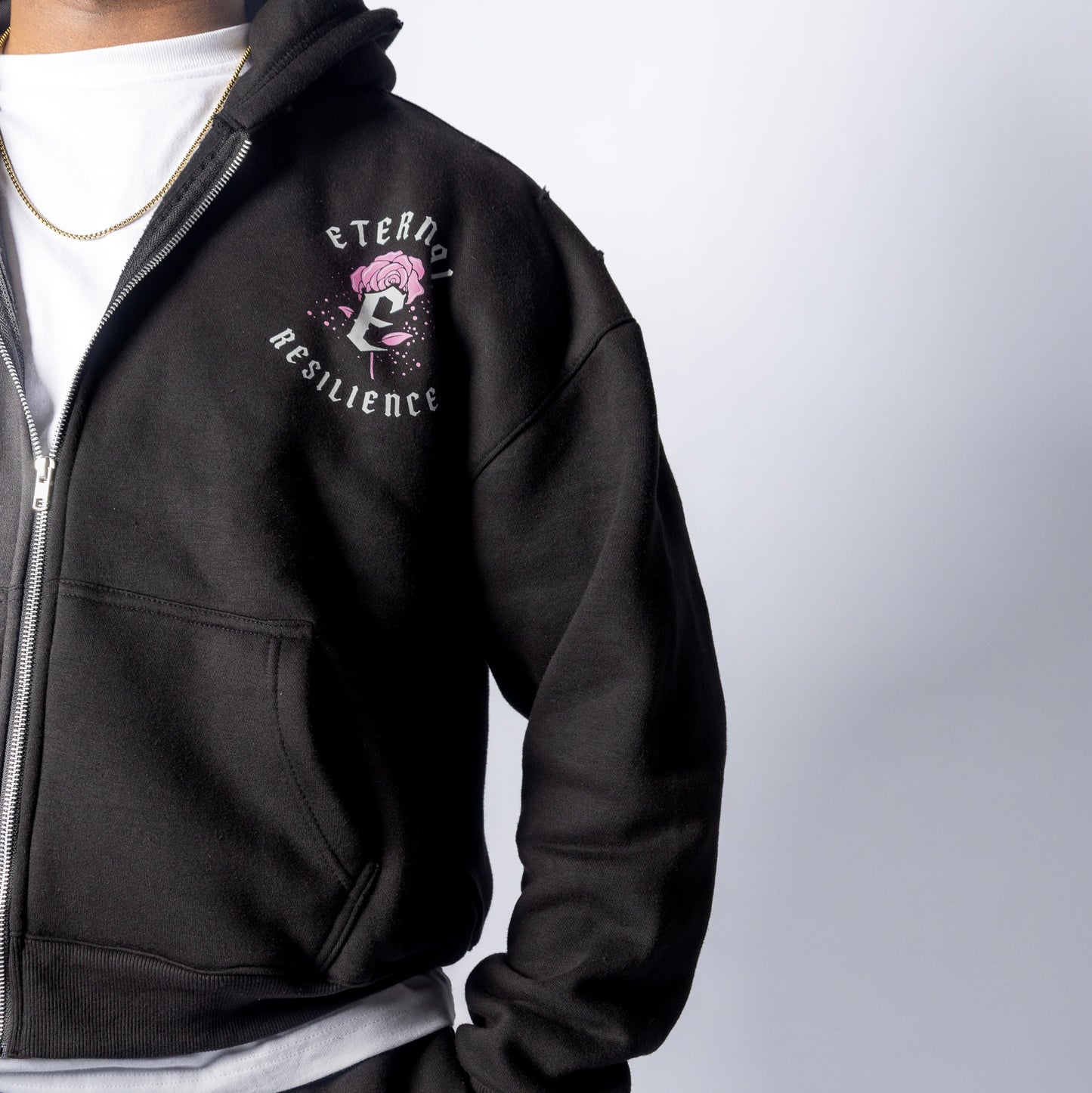 RESILIENCE HOODIE- BLACK & PINK