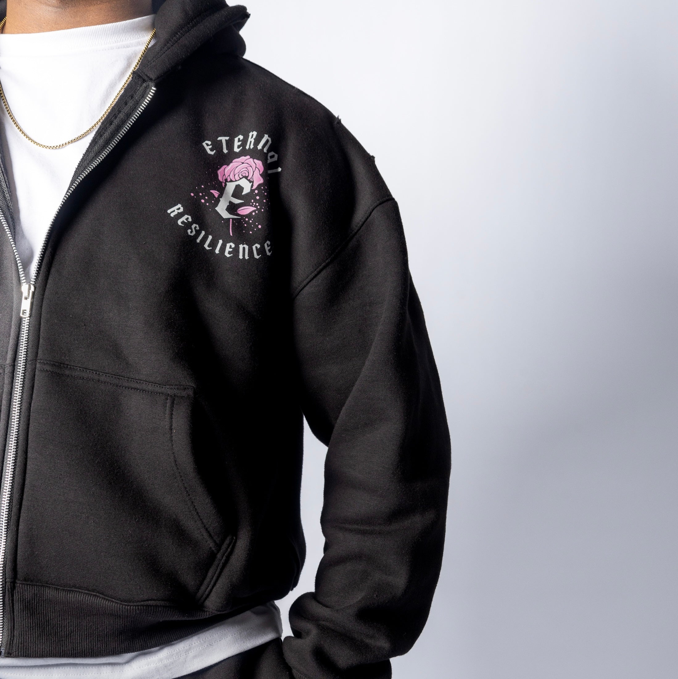 RESILIENCE HOODIE- BLACK & PINK